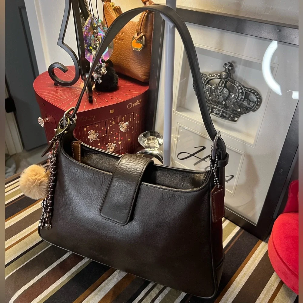 Coach 2005 Legacy Hampton Dark Brown Leather Handbag Shoulder Bag Satchel
